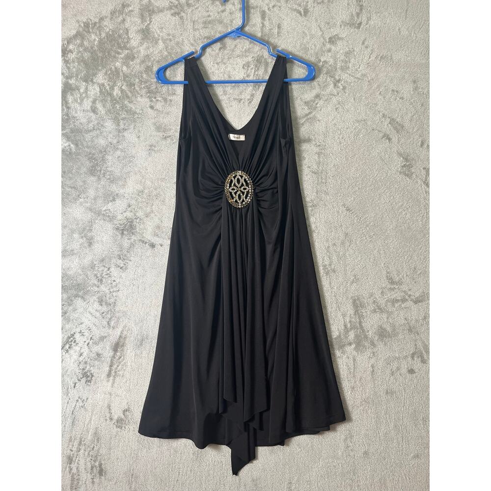 Vintage‎ Y2K Black Jeweled (missing stones) Handkerchief Hem Dress Glam Fairy LG